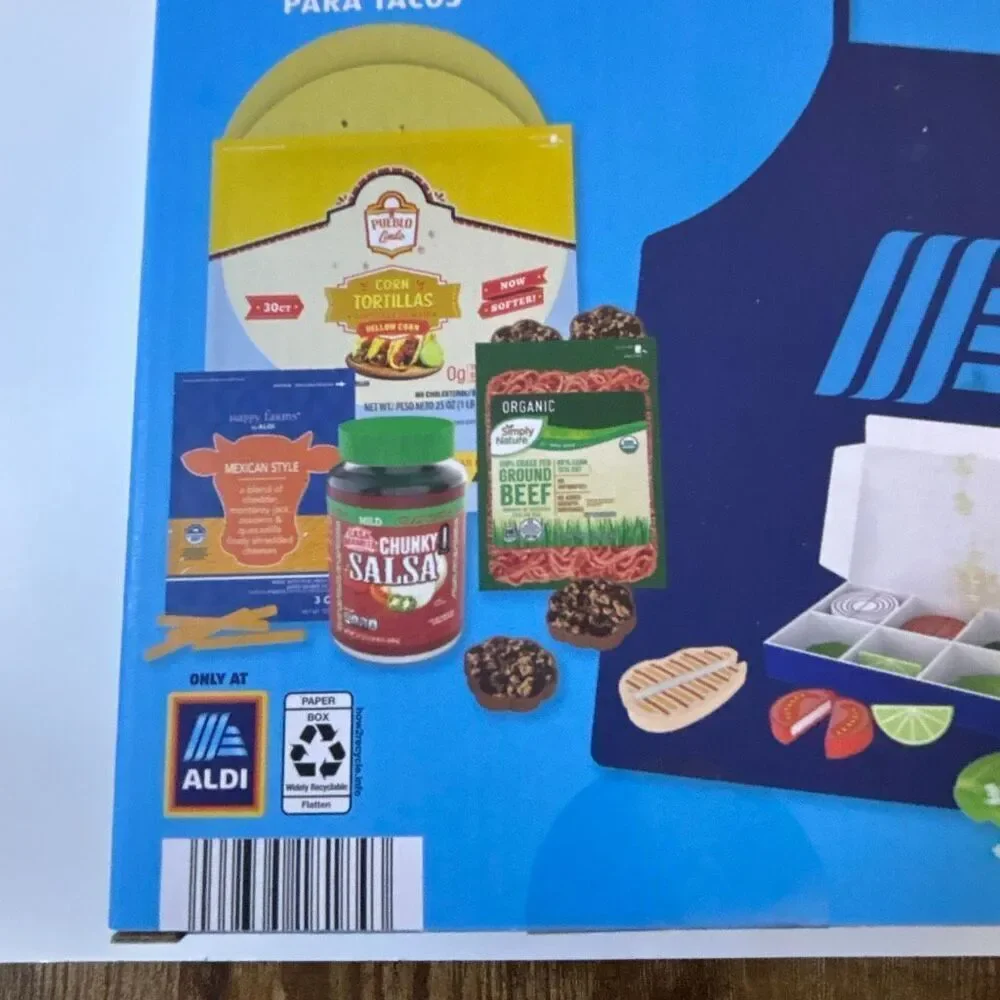 Aldi TACO NIGHT SET 36pc Grocery Dinner Food Kids Toy Pretend Play Set NEW